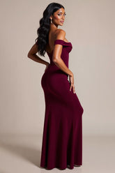 Burgundy Meerjungfrau Schulterfreies Langes Ballkleid